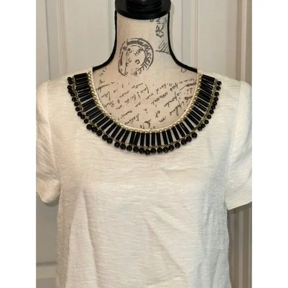 Kate Spade Gail Sheath Dress Cream Linen Blend Embellished Beads Pockets Lined 6 - Picture 3 of 14